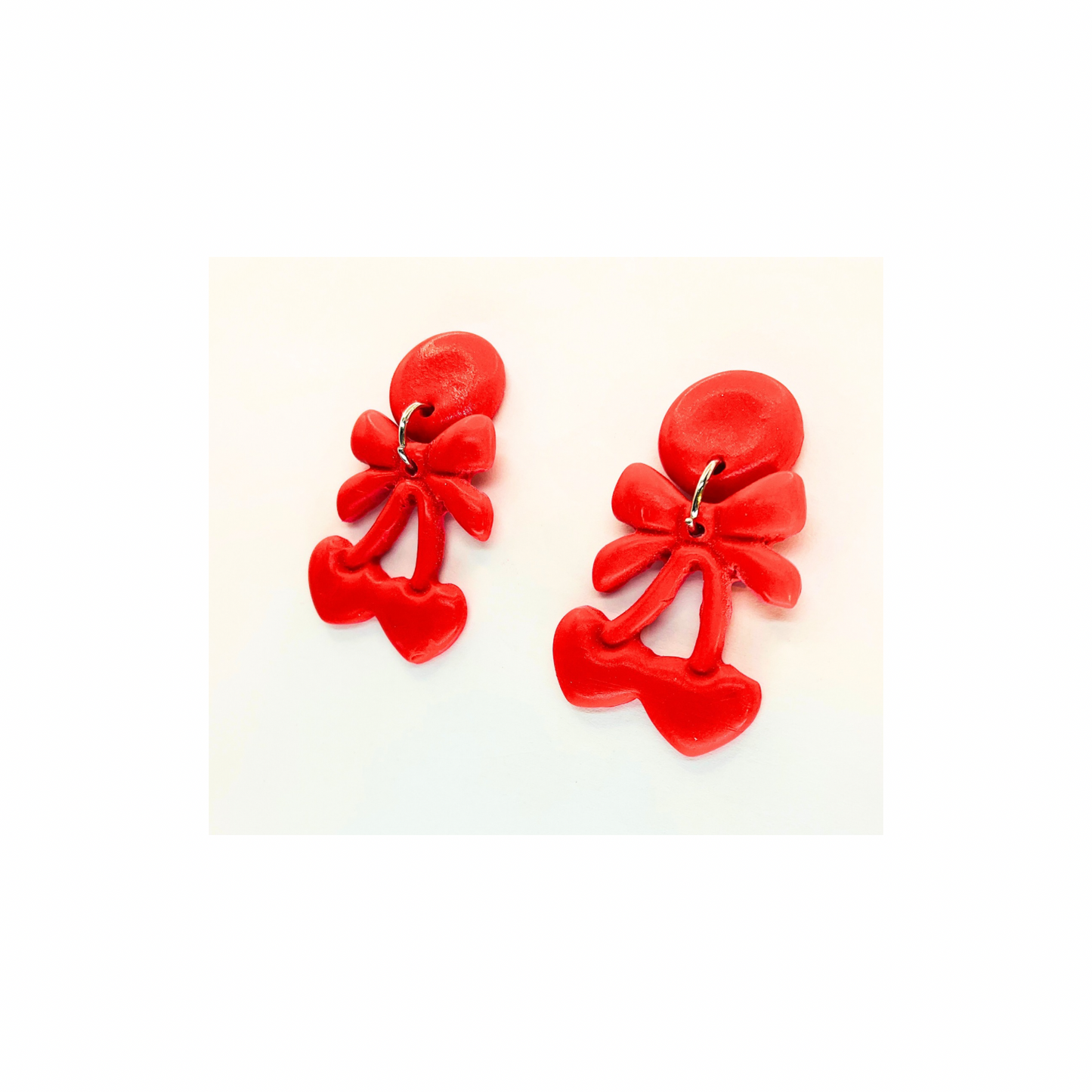 Red Cherry Stud Dangle Earrings