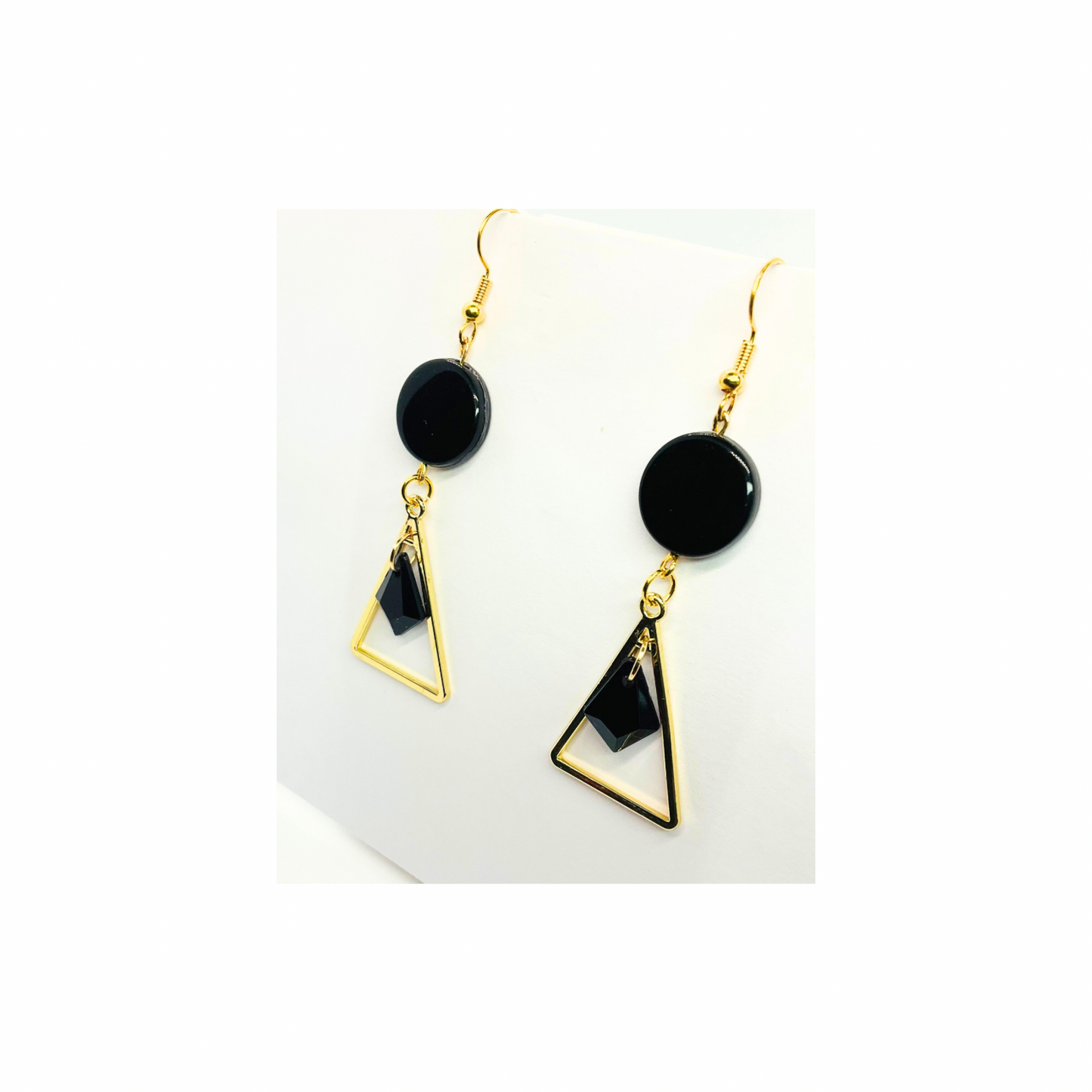 Eclipse Collection Black and Gold Triangle Dangle Earring - Elegant & Versatile Fashion Accessory for Women