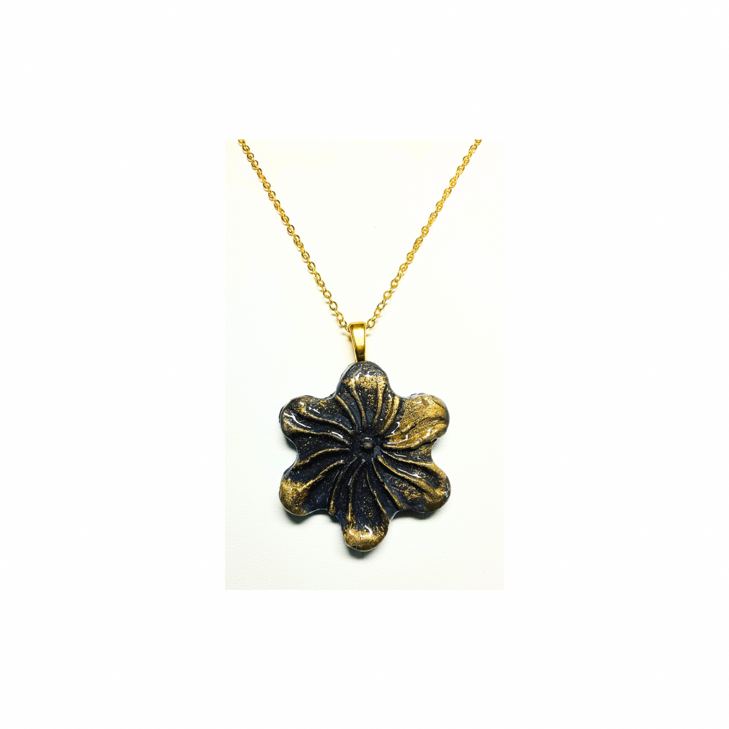 Dark Gray and Gold 142 Pinwheel Pendant Necklace with Unique Design and 18-inch Chain