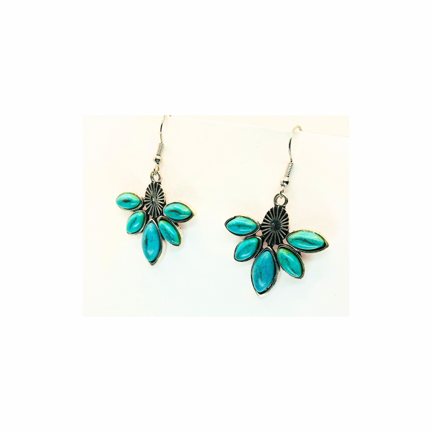Turquoise and Silver Boho Western Dangle Earrings