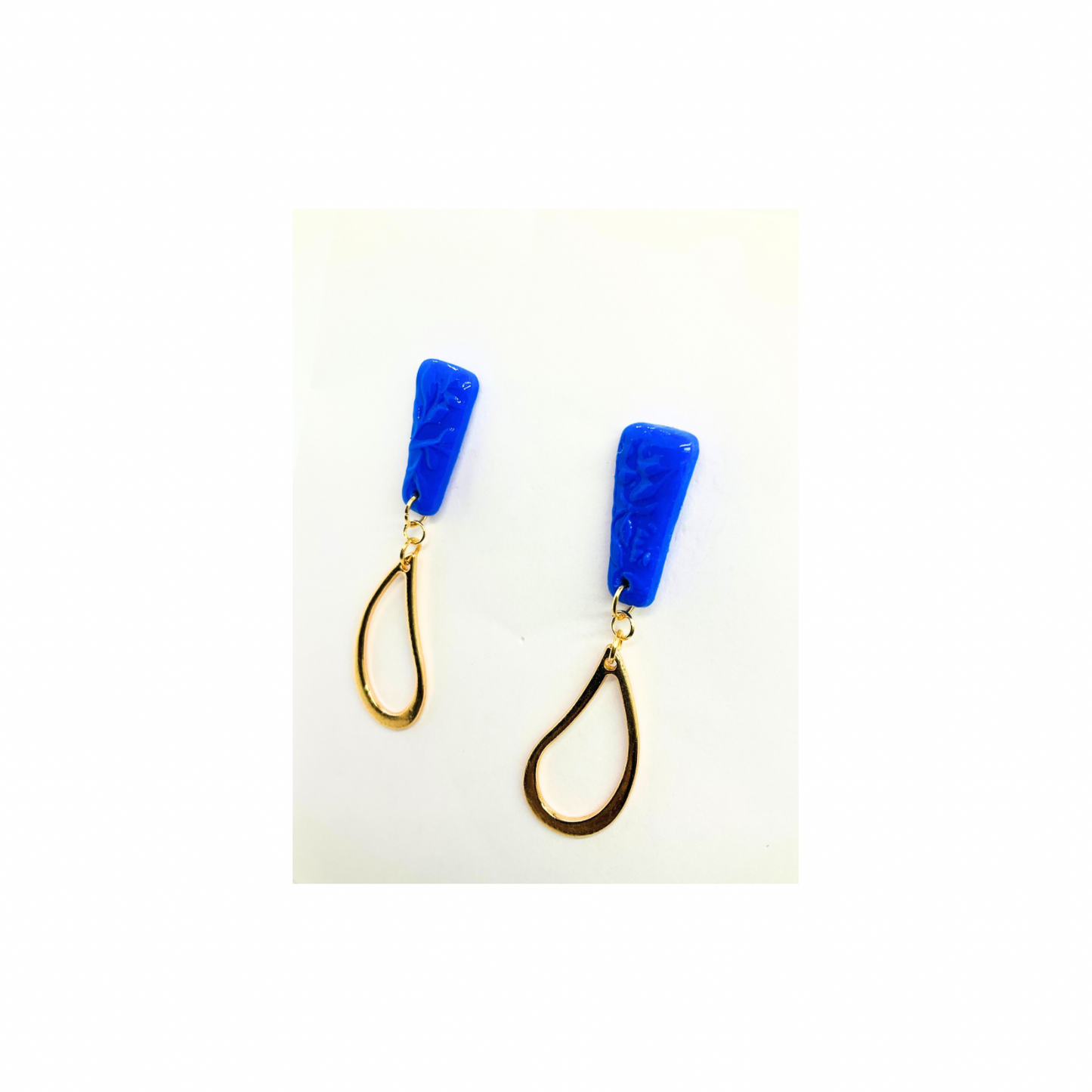 Royal Blue Stud Earrings with Gold Accents