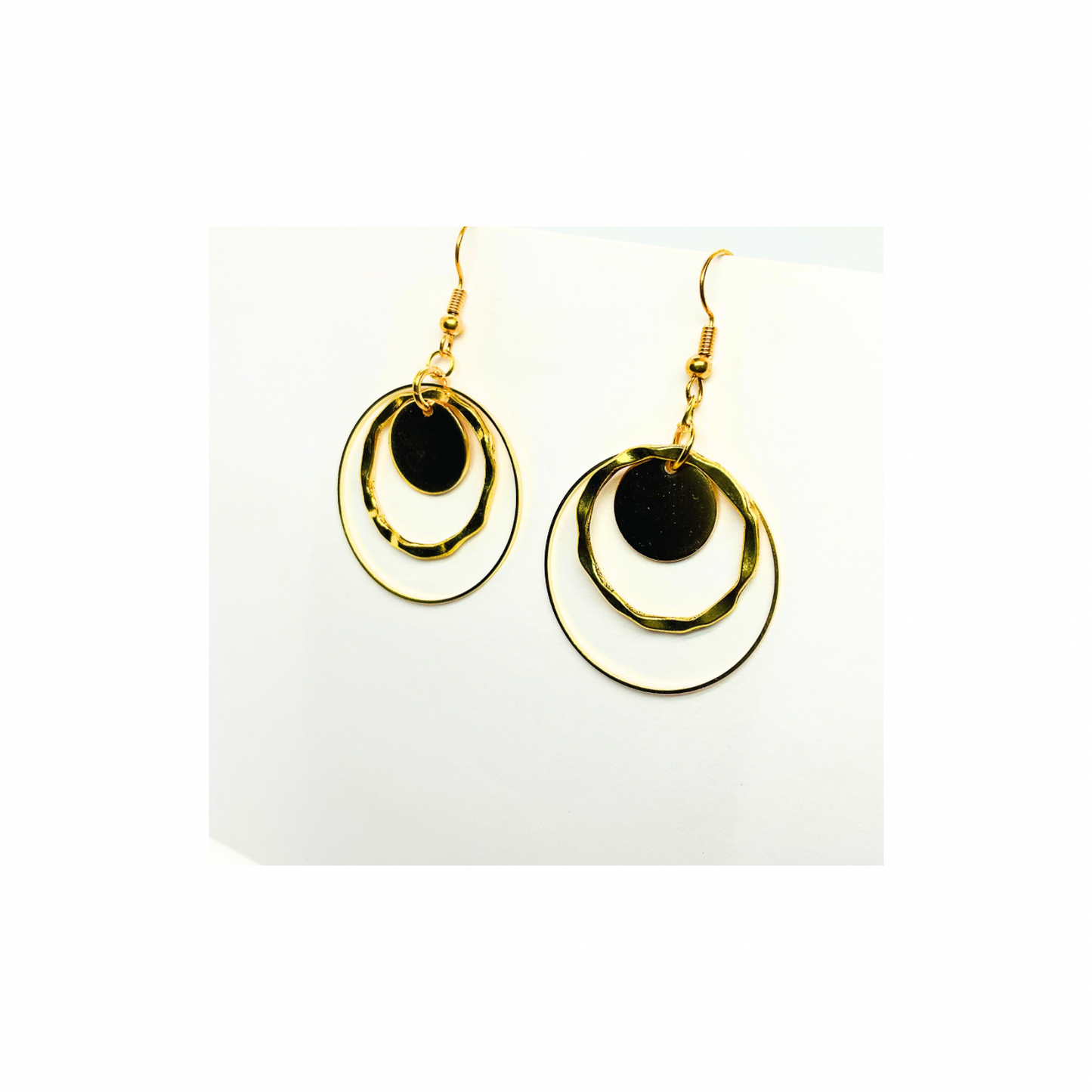 Spot Gold Collection Circle Dangle Earrings for Female - Gold-Tone Circular Design Fashion Jewelry