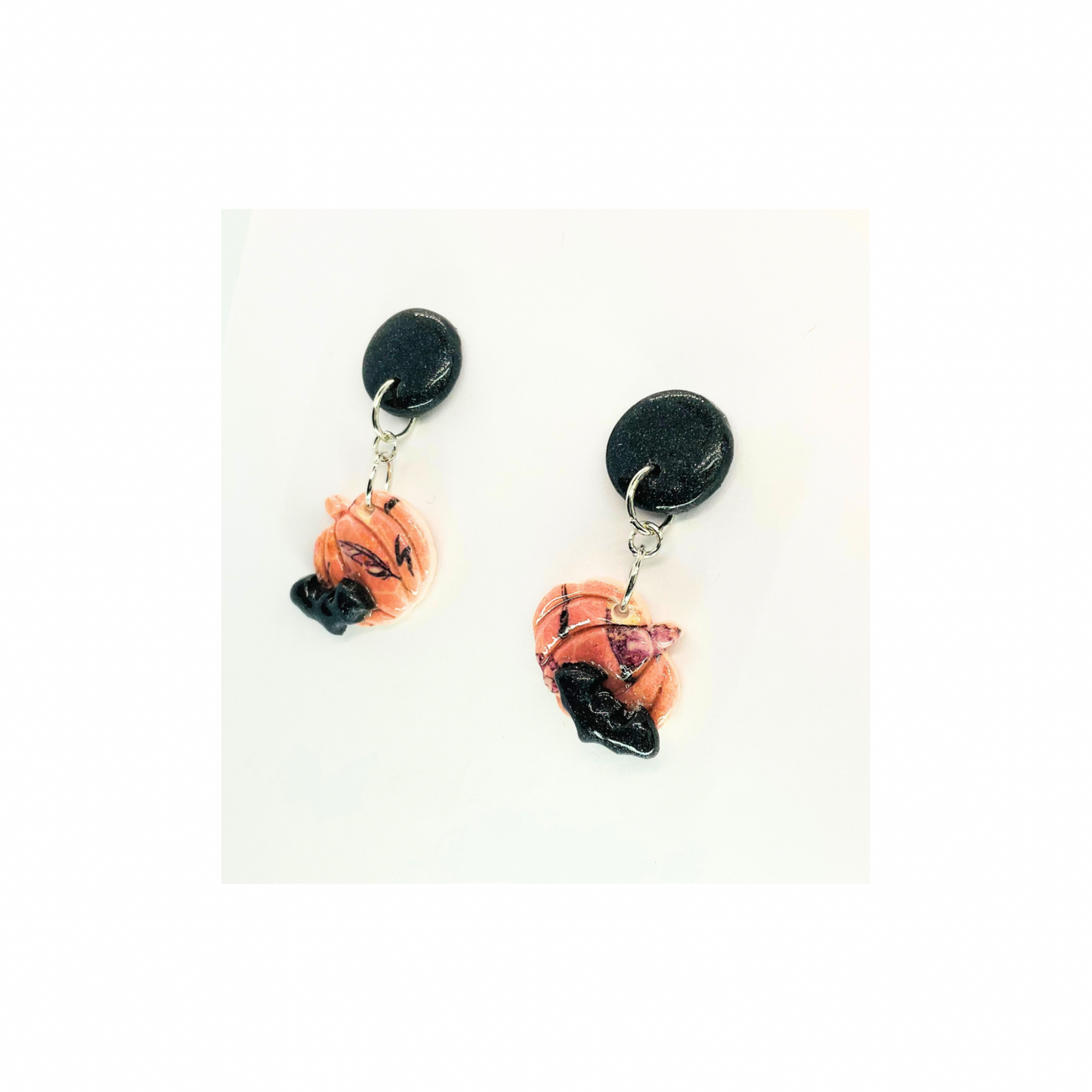 Wizard Collection Pink Pumpkin with Bat Stud Earrings - Fun Quirky Design for Women's Fashion Accessories