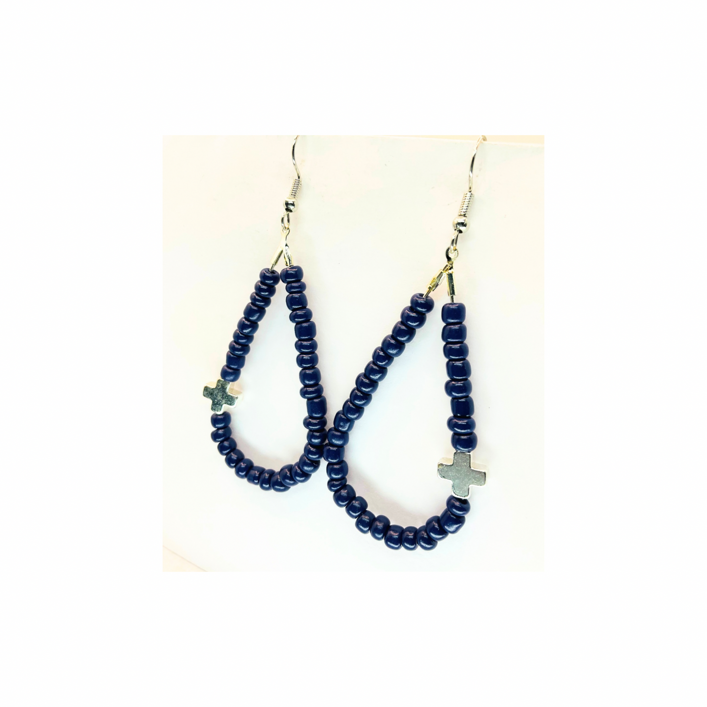 Deep Purple Teardrop Dangle Cross Earring