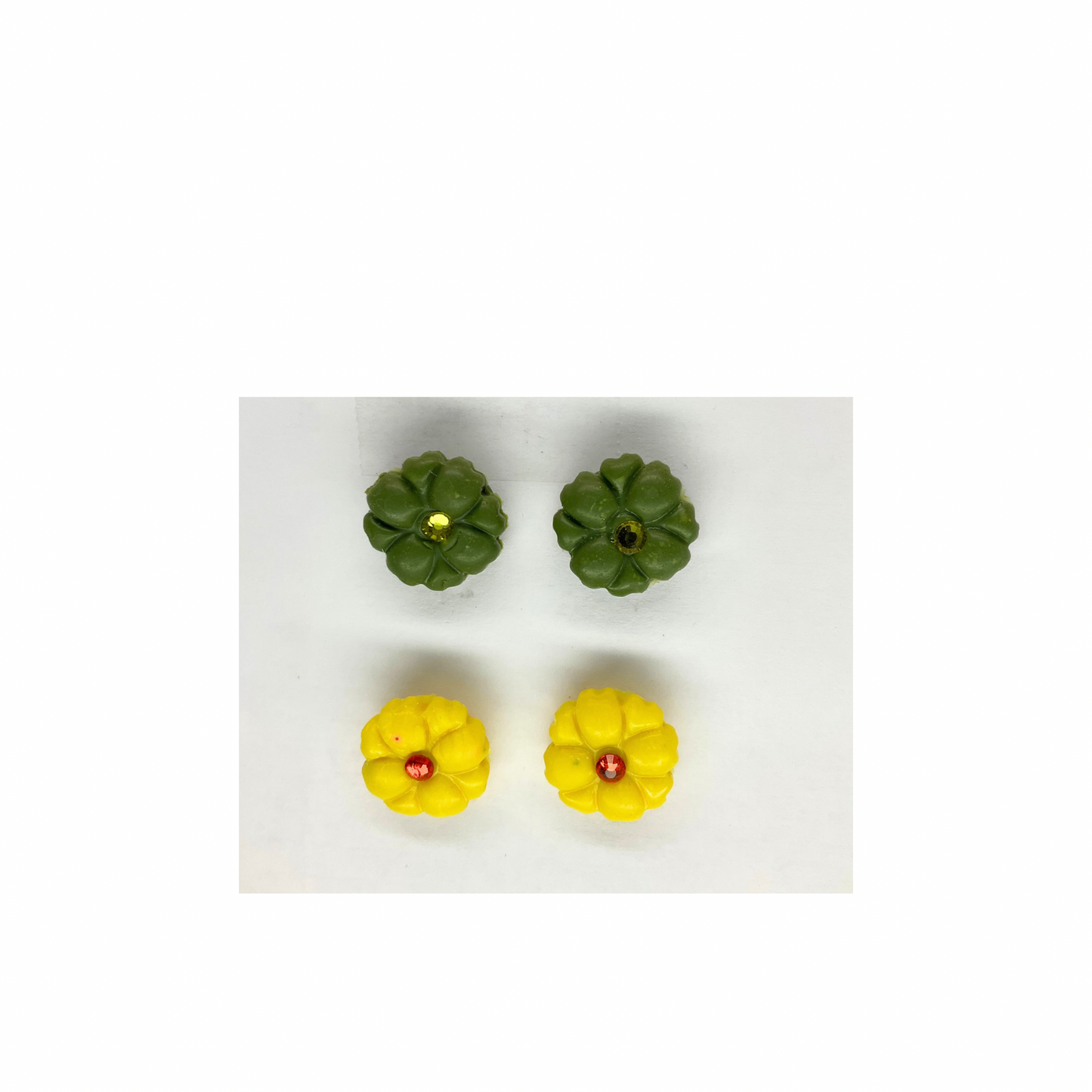 Green and Yellow Flower Stud Earrings-Crafting By BB