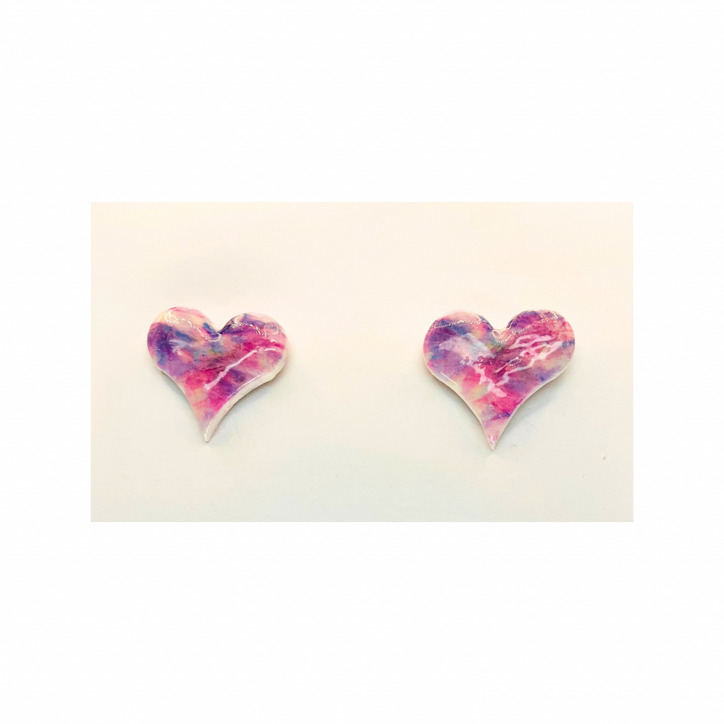 Purple Watercolor Stud Heart Earrings