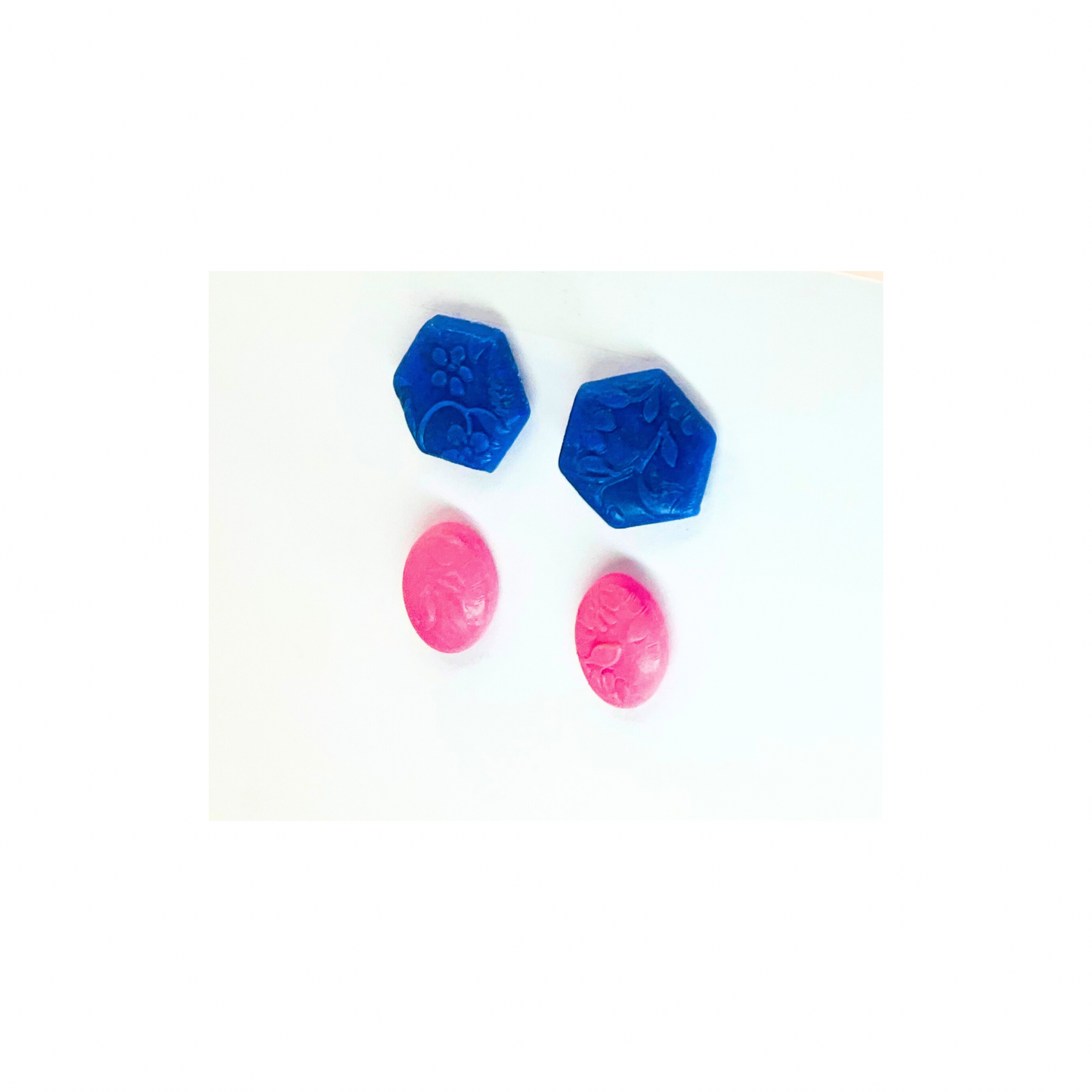 Pink Oval and Blue Hexagon Stud Earrings-Crafting By BB