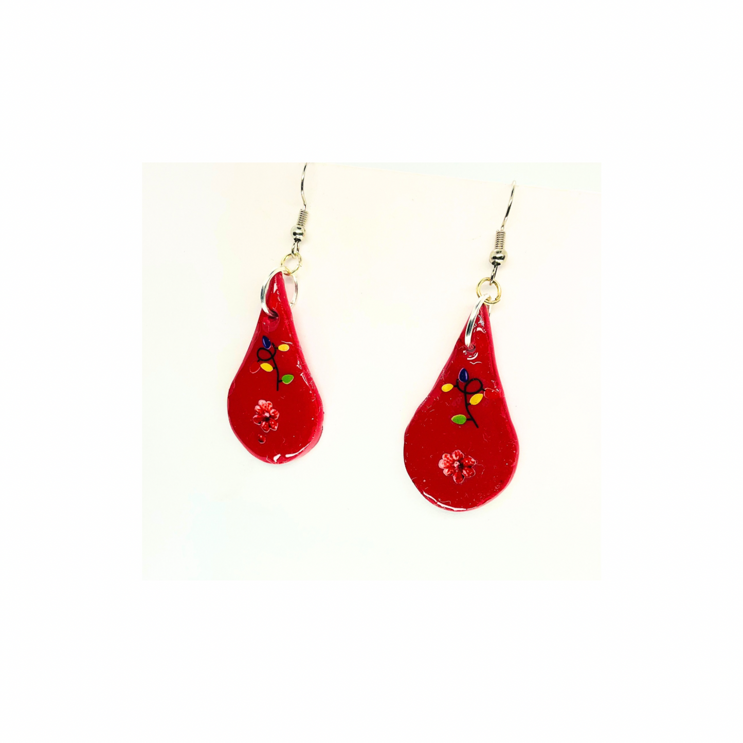 Christmas in July Collection Red Teardrop with Lights Dangle Earrings Featuring Festive Design