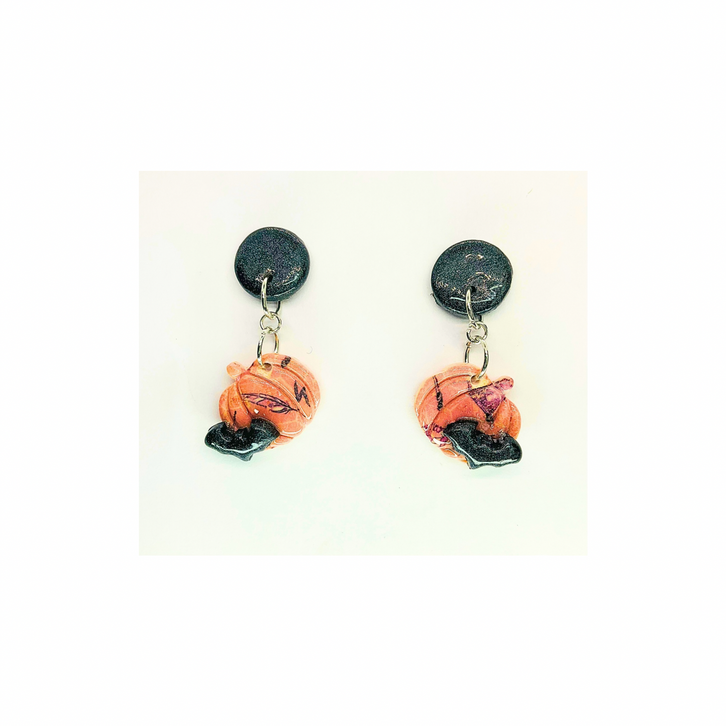 Wizard Collection Pink Pumpkin with Bat Stud Earrings - Fun Quirky Design for Women's Fashion Accessories