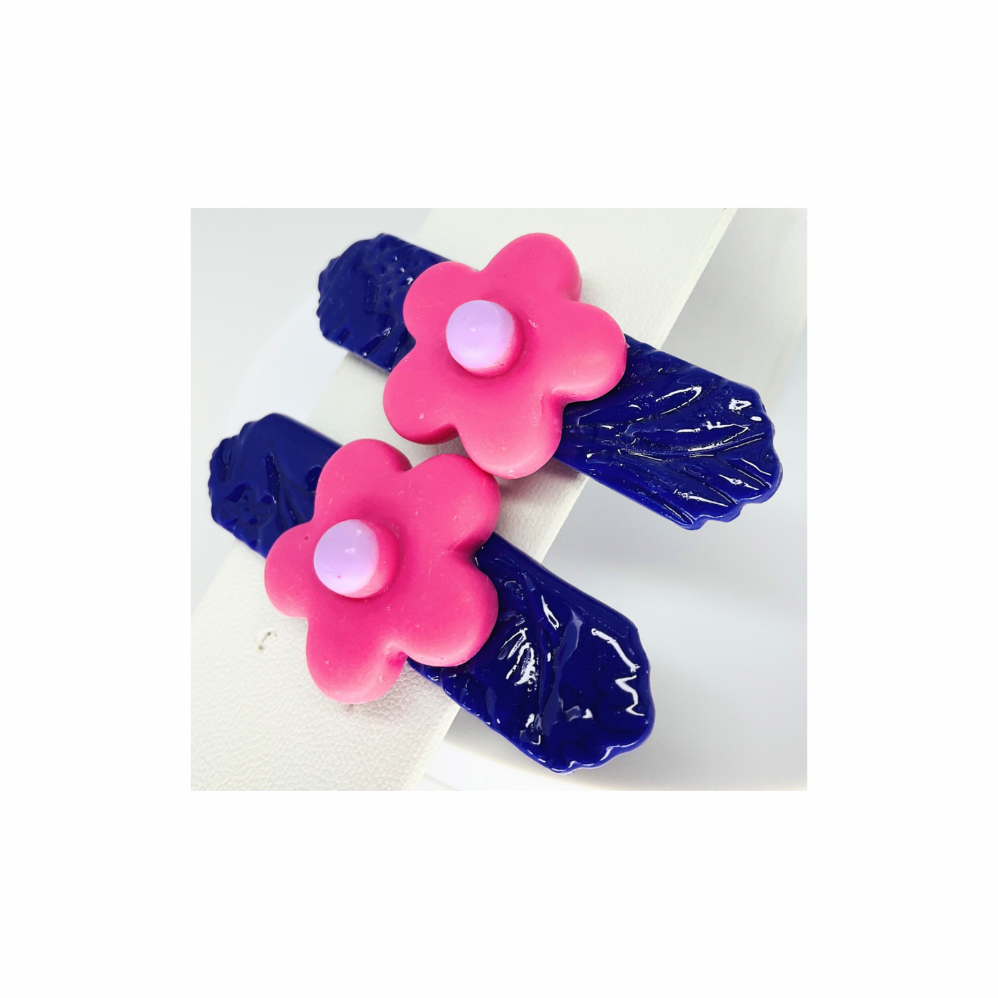Dark Purple with Pink Flower Hair Clips-Crafting By BB