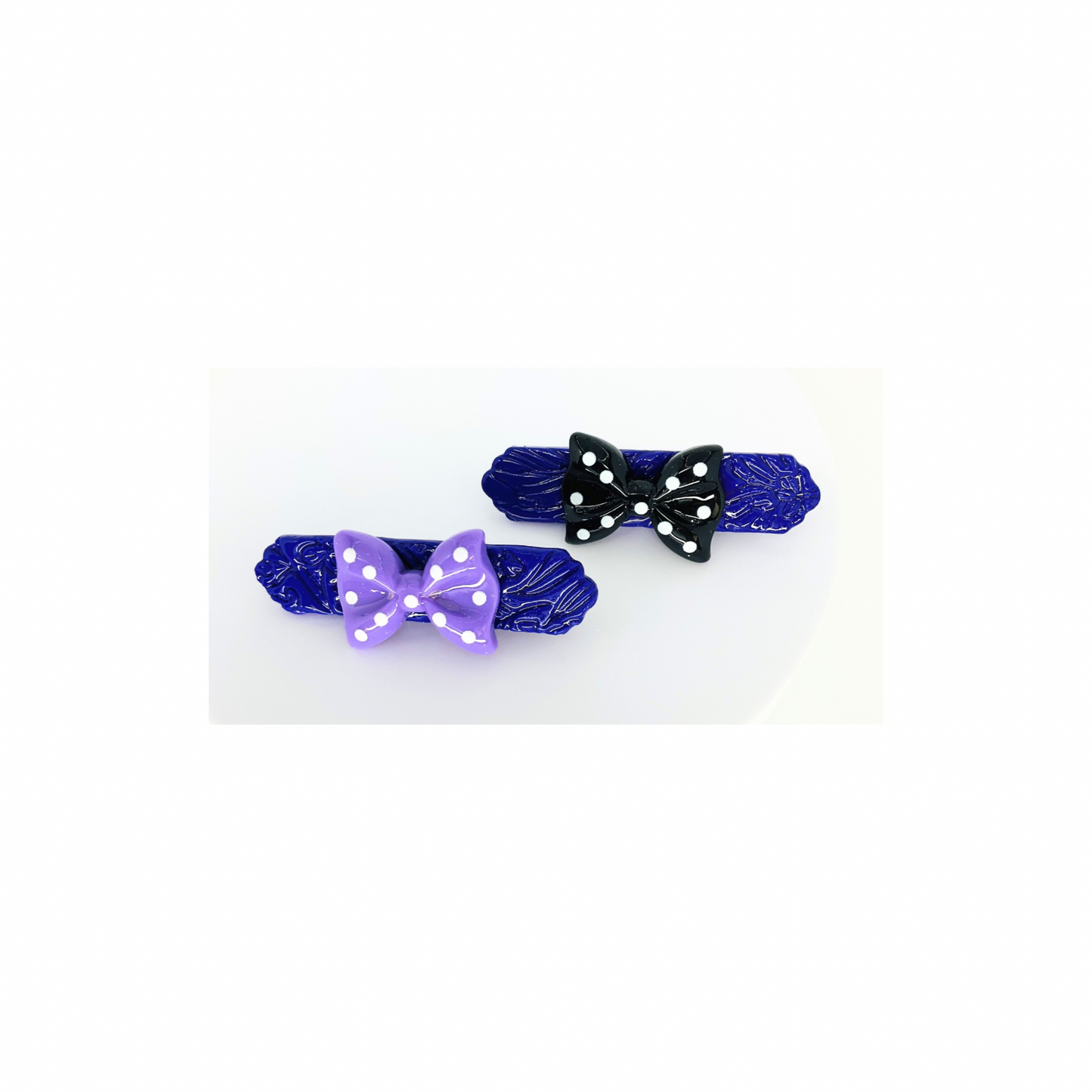 Deep Purple Hair Clips with PolkaDot Bows-Crafting By BB