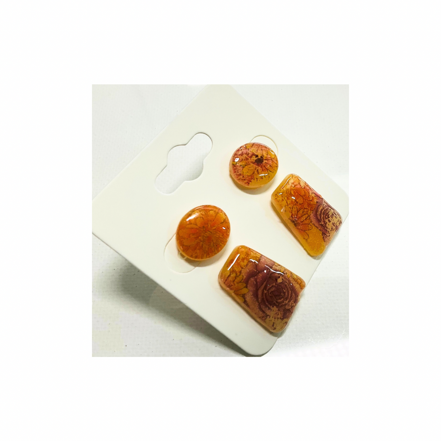 Translucent Flower Stud Set of Two Earrings