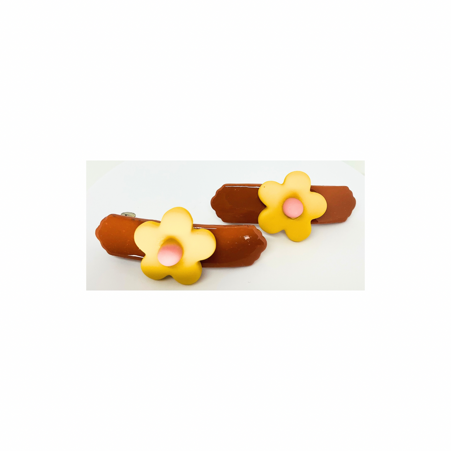 Bronze with Yellow Flower 2-Inch Barrette-Crafting By BB