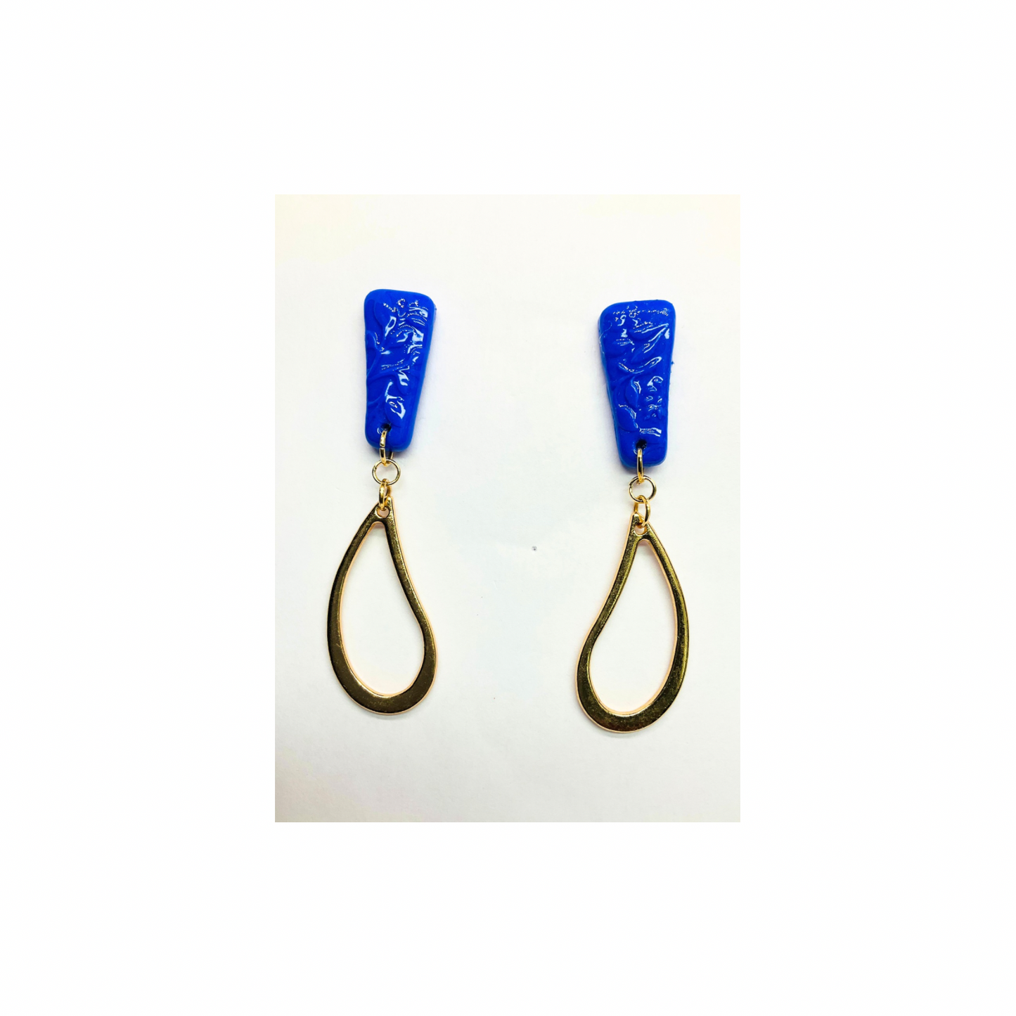 Royal Blue Stud Earrings with Gold Accents
