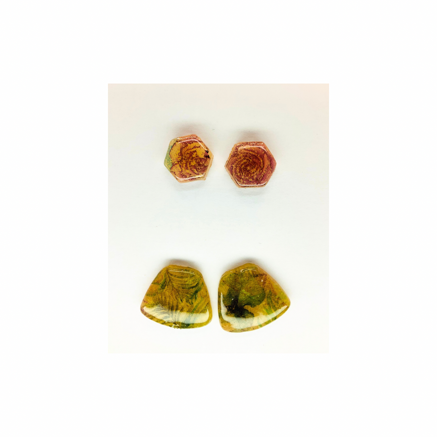 Opaque Translucent Stud with Floral Earrings