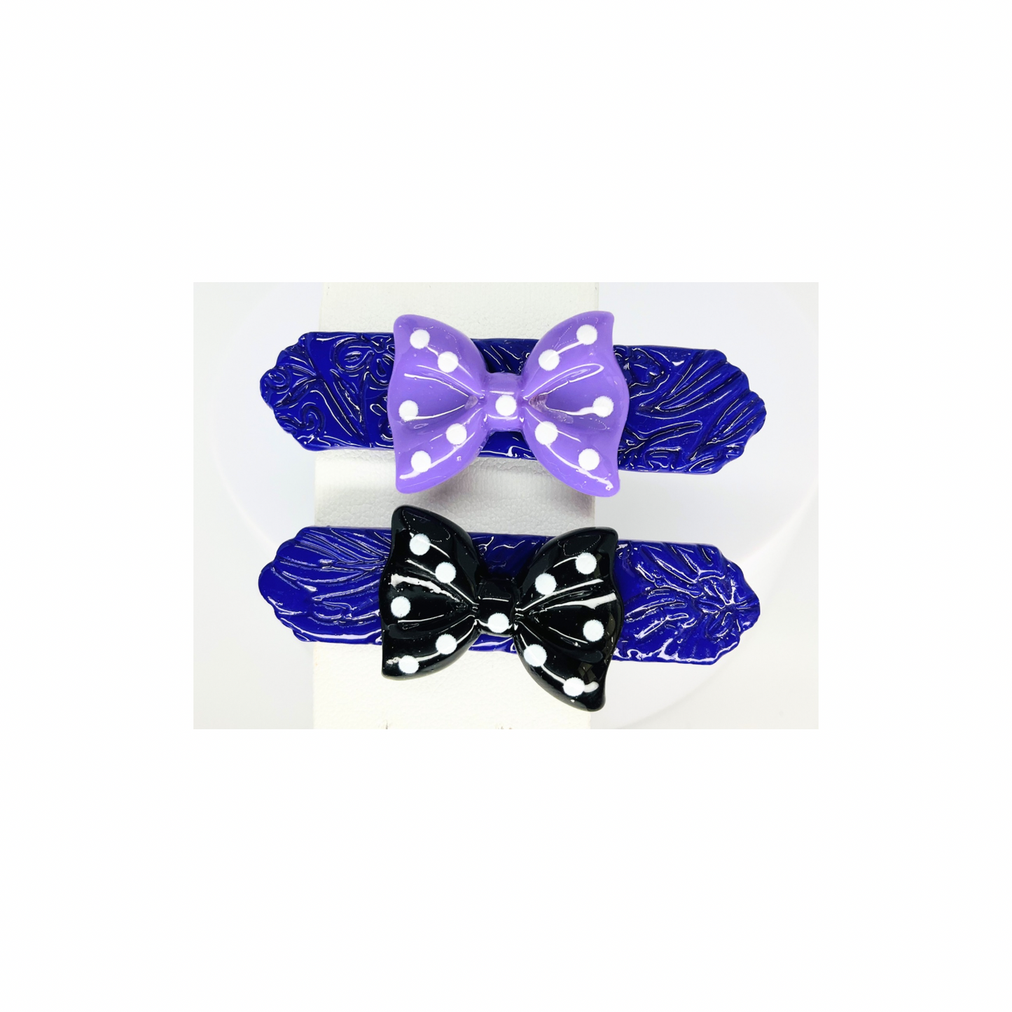 Deep Purple Hair Clips with PolkaDot Bows-Crafting By BB