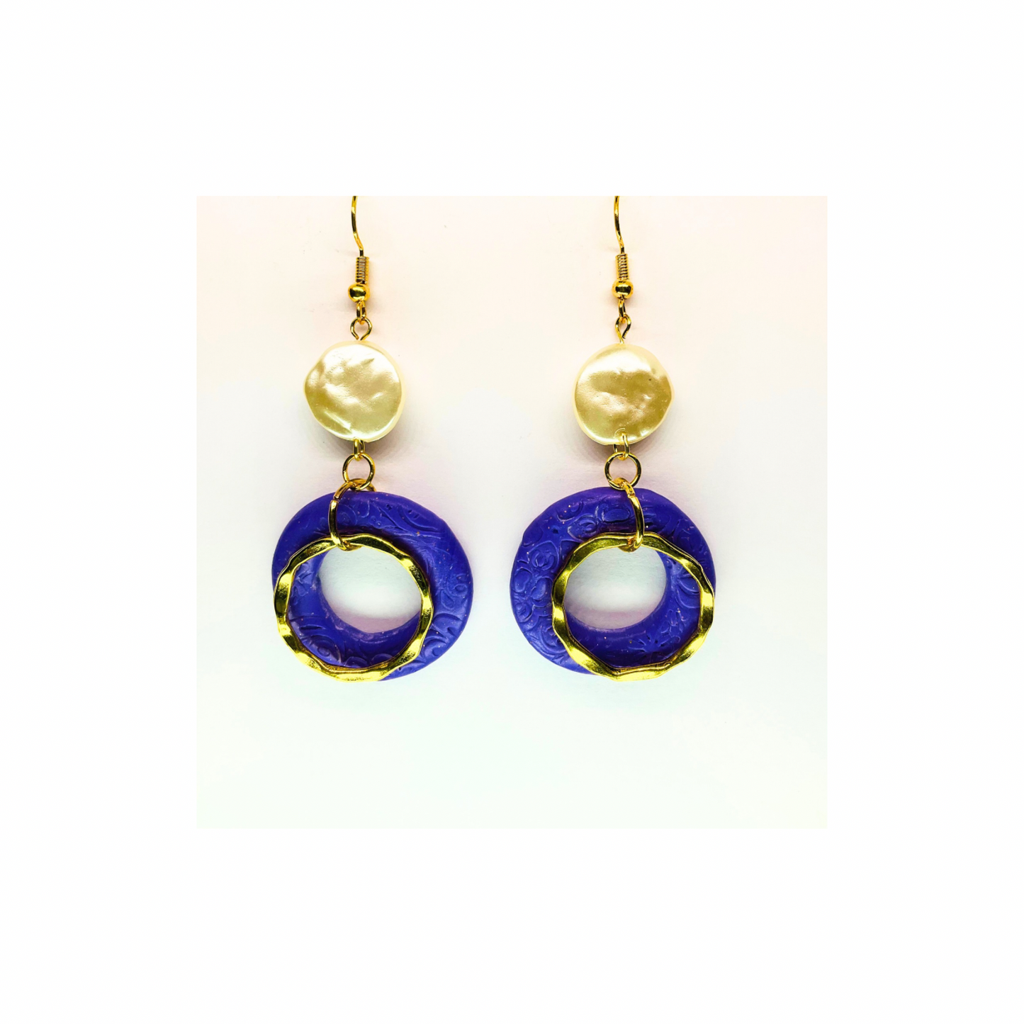 Deep Purple and Gold with Pearl Bead Dangle Earrings for Female Fashion Accessories