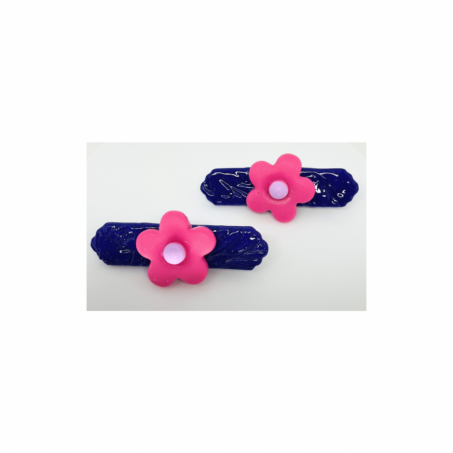 Dark Purple with Pink Flower Hair Clips-Crafting By BB