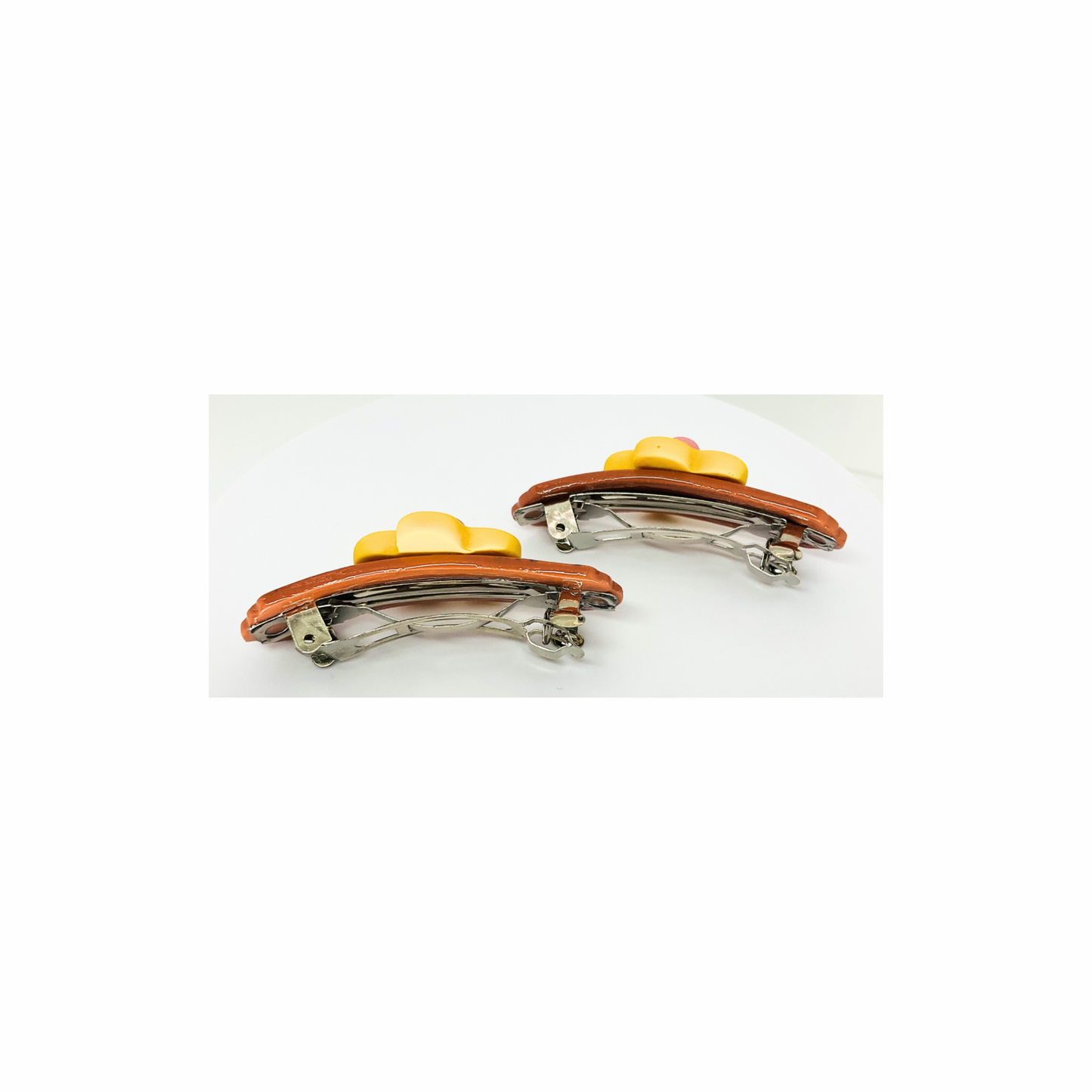 Bronze with Yellow Flower 2-Inch Barrette-Crafting By BB