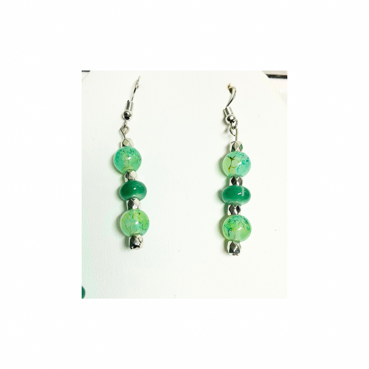 Peridot Green Beaded Necklace and Dangle Earring Set