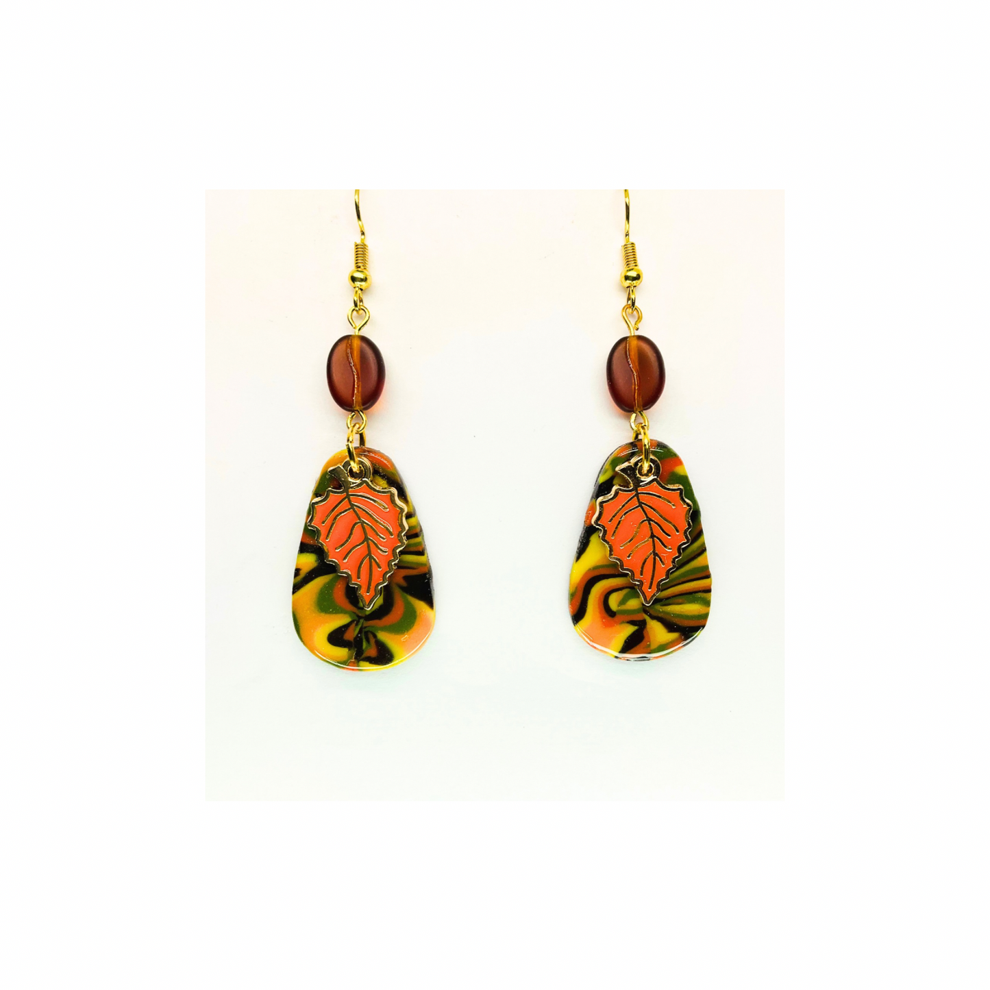 Fall Collection Orange Leaf Charm Dangle Earring - Elegant Orange Leaf Design with Graceful Movement & Versatile Style