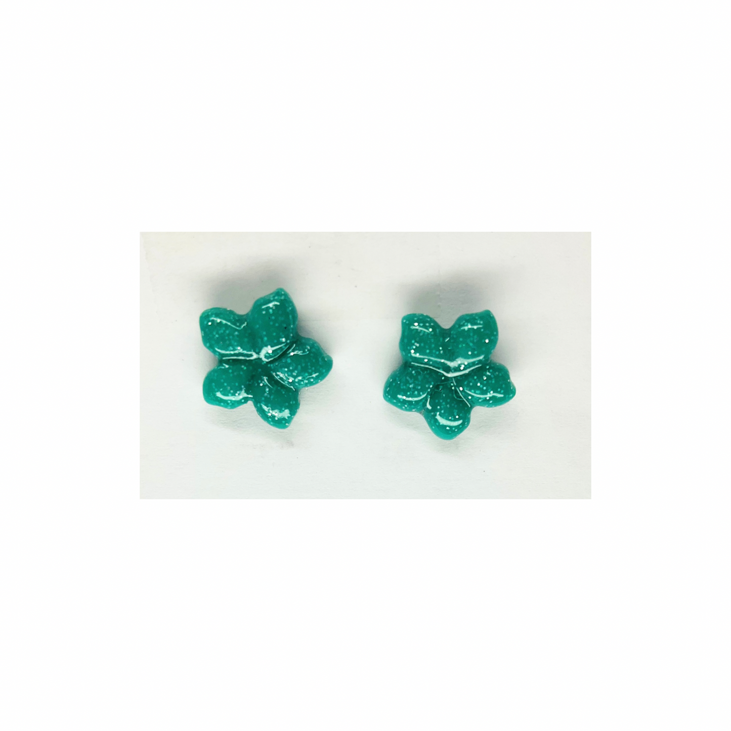 Green Sparkle Ocean Flower Stud Earring-Crafting By BB