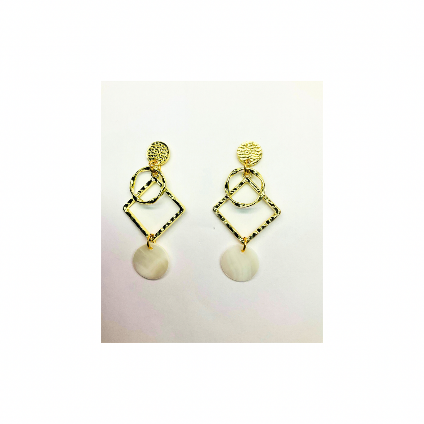 Spot Cream and Gold Collection Stud Dangle Earrings for Female with Unique Design Elements