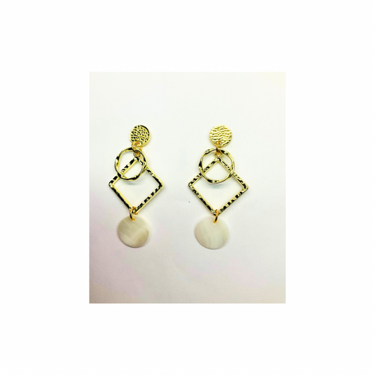 Spot Cream and Gold Collection Stud Dangle Earrings for Female with Unique Design Elements