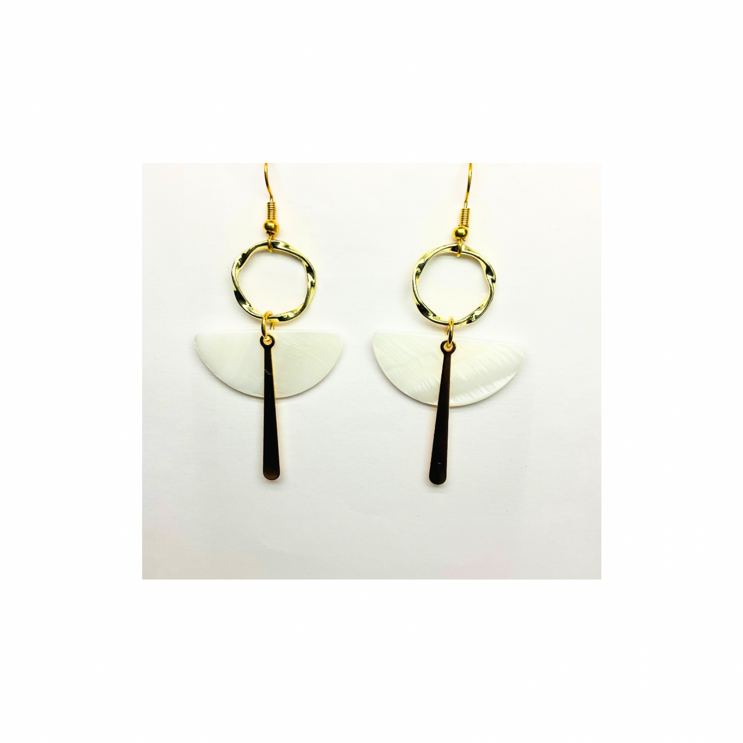 Spot Cream and Gold Collection Dangle Earring for Female with Unique Design Elements