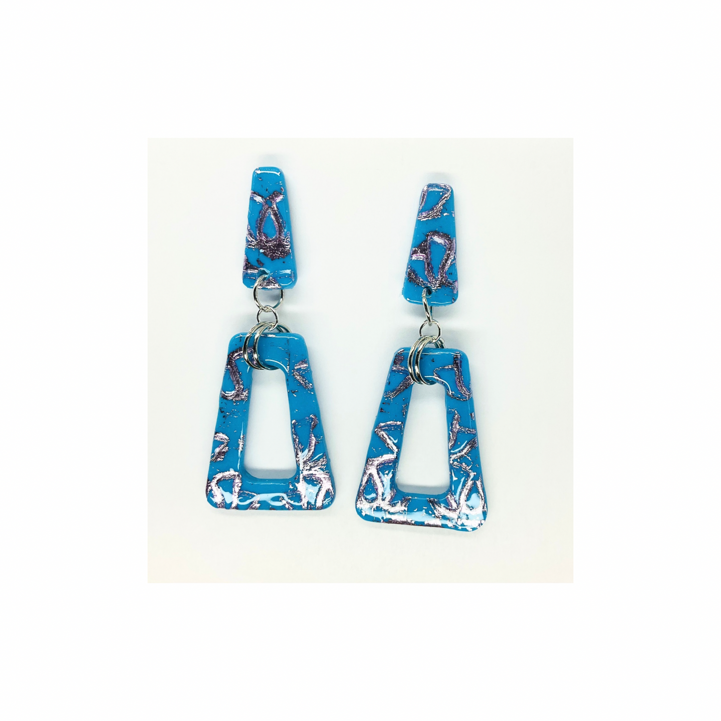 Azure Blue and Purple Stud Dangle Earring-Crafting By BB