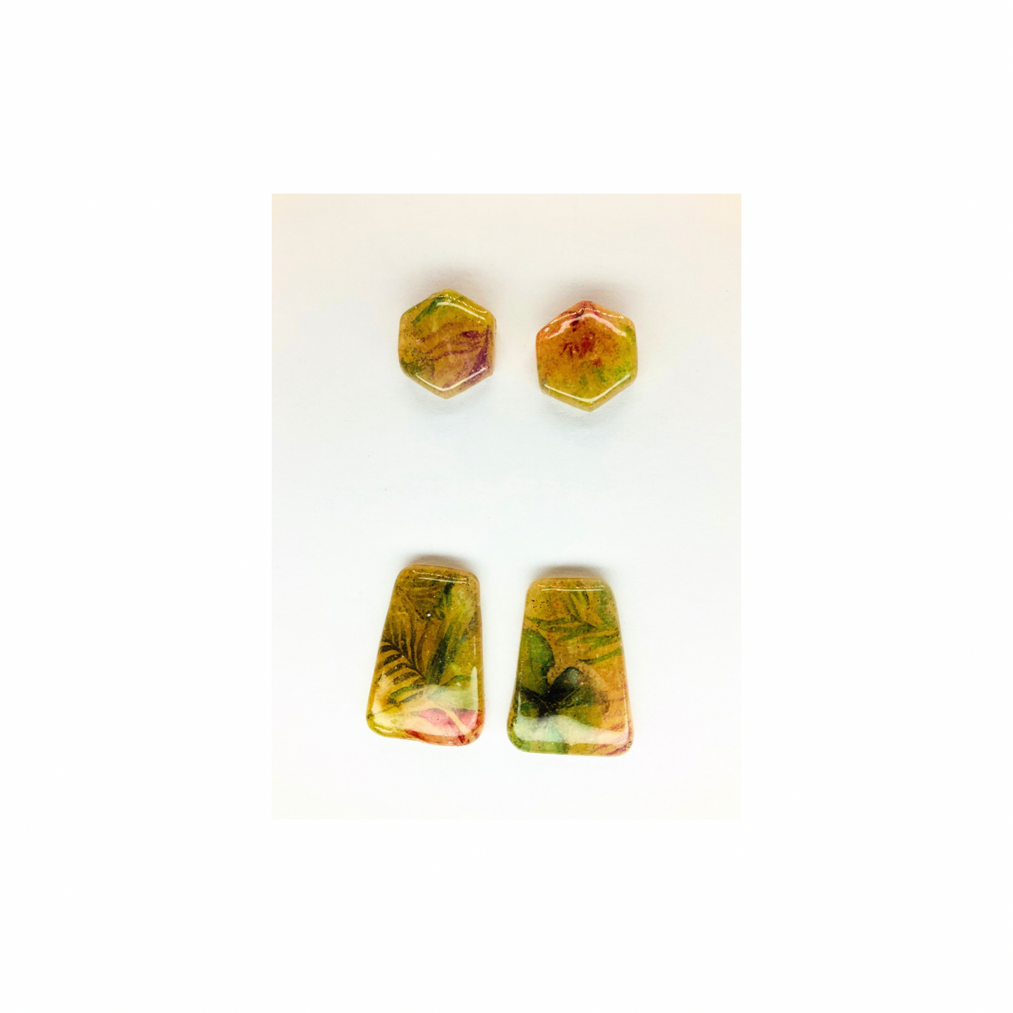 Translucent Stud with Floral Transfer Earrings
