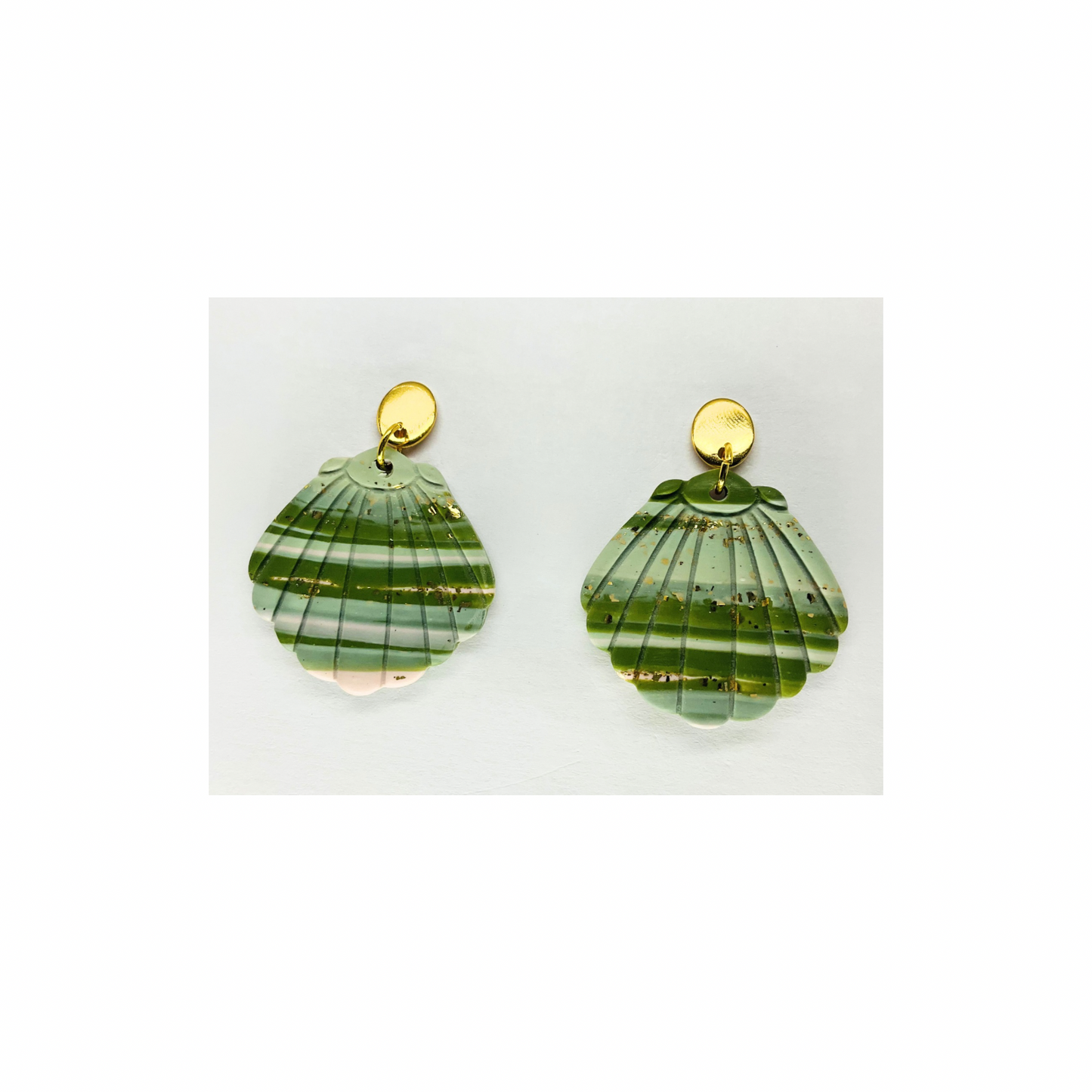 Variegated Shell Dangle with Gold Oval Stud Earring-Crafting By BB