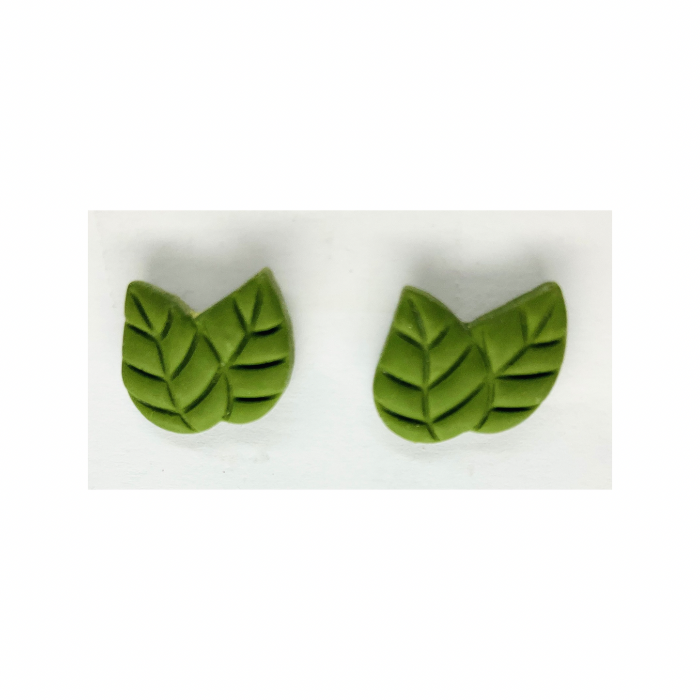 Olive Green Leaf Stud Earrings