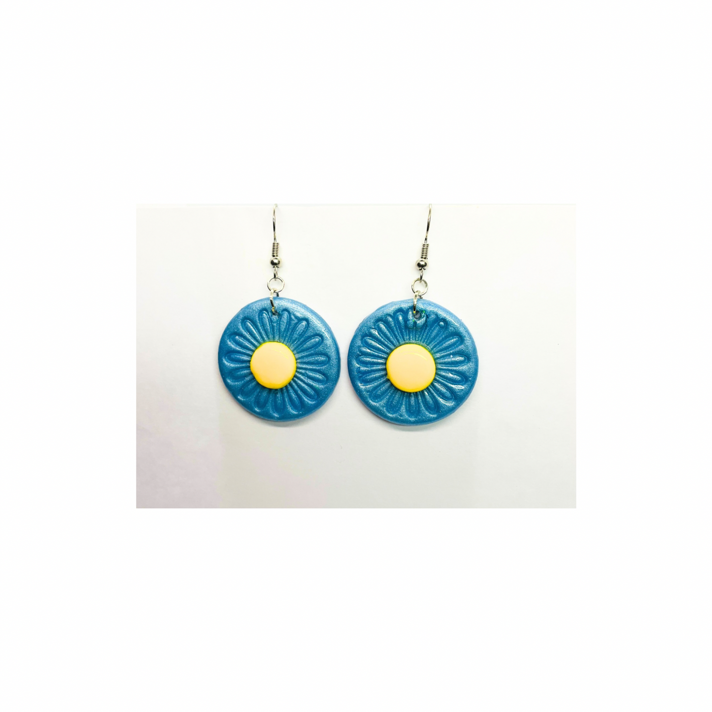 Blue and Yellow Round Dangle Earring