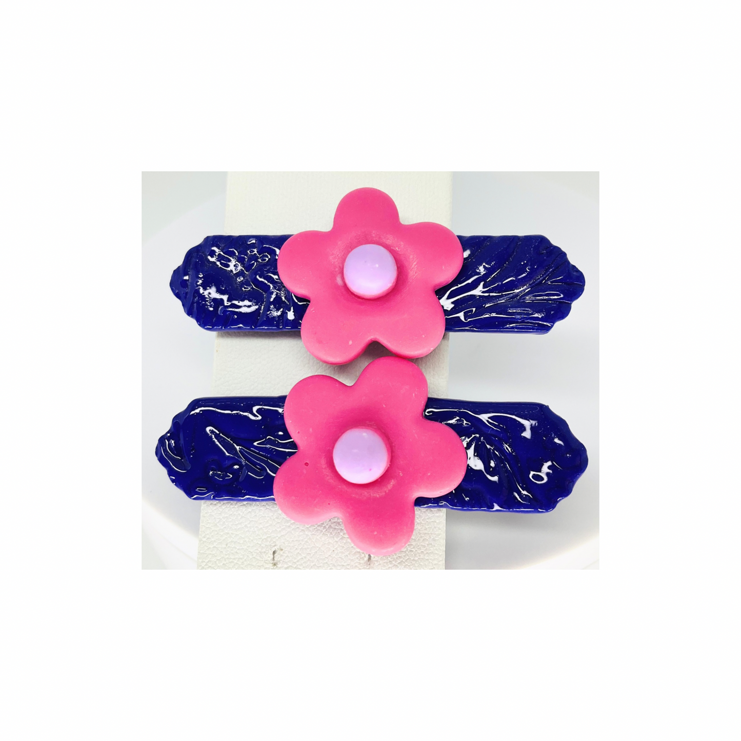 Dark Purple with Pink Flower Hair Clips-Crafting By BB