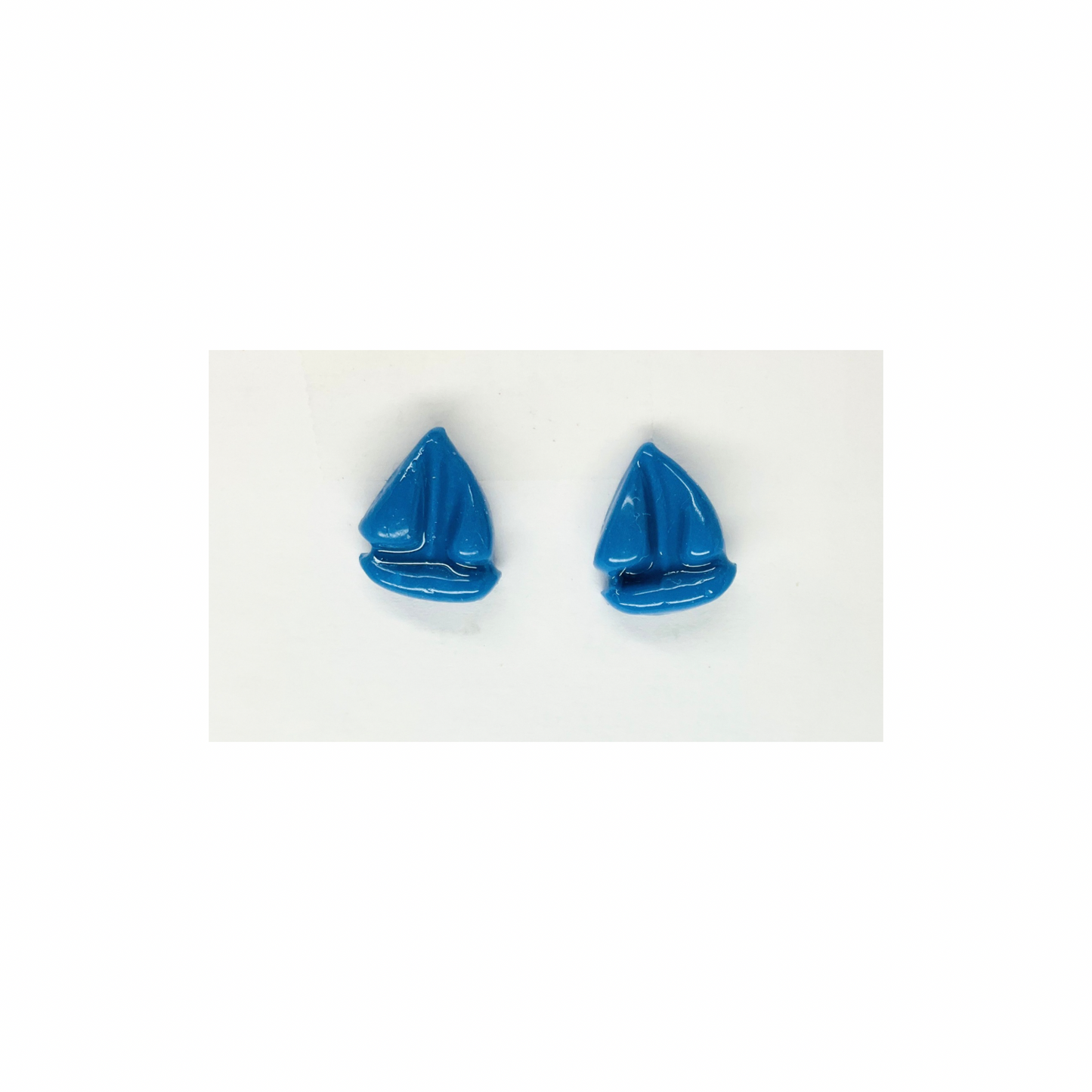 Blue Sail Boat Stud Earrings