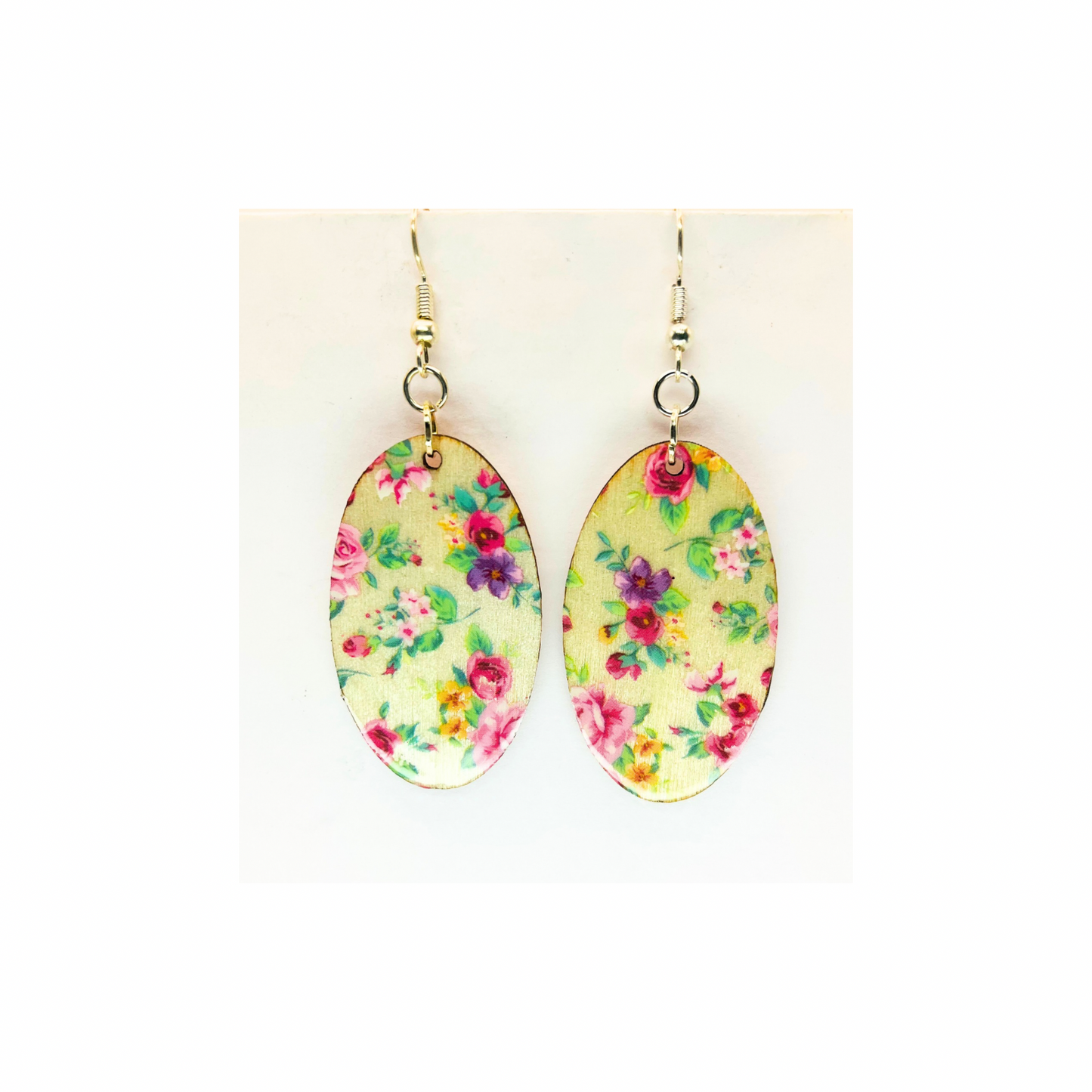 Floral Lightweight Wood Dangle Earring