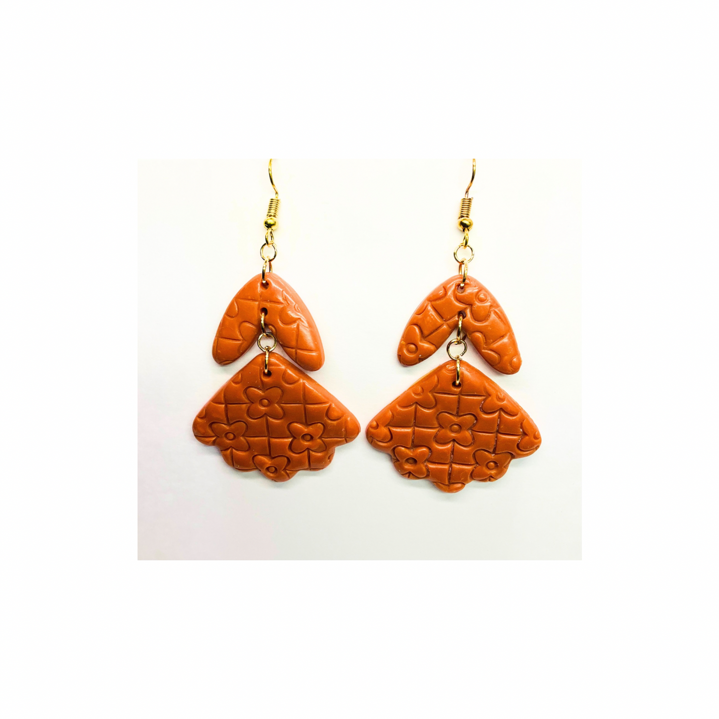 Brown Brick Dangle Earring