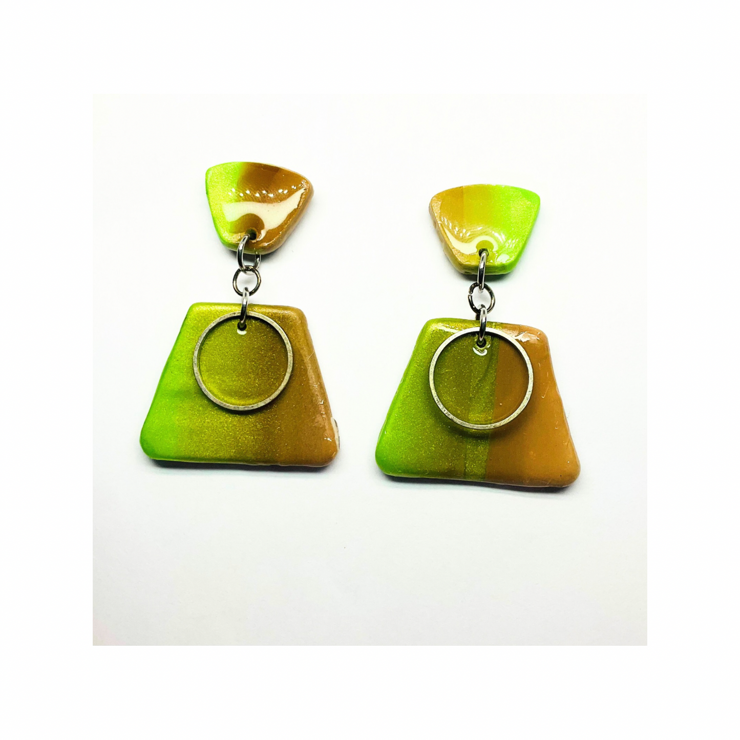 Green and Brown Dangle Earrings