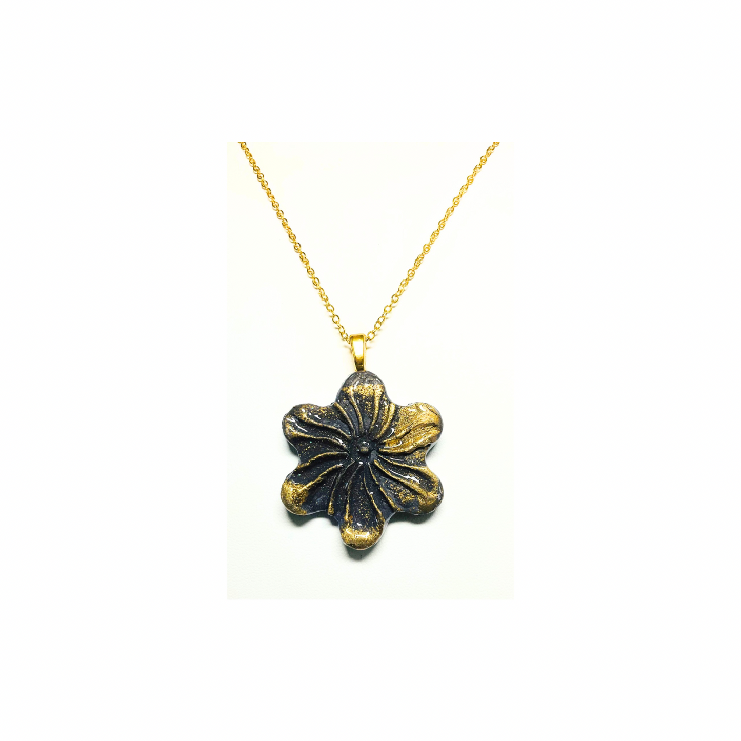 Dark Gray and Gold 142 Pinwheel Pendant Necklace with Unique Design and 18-inch Chain