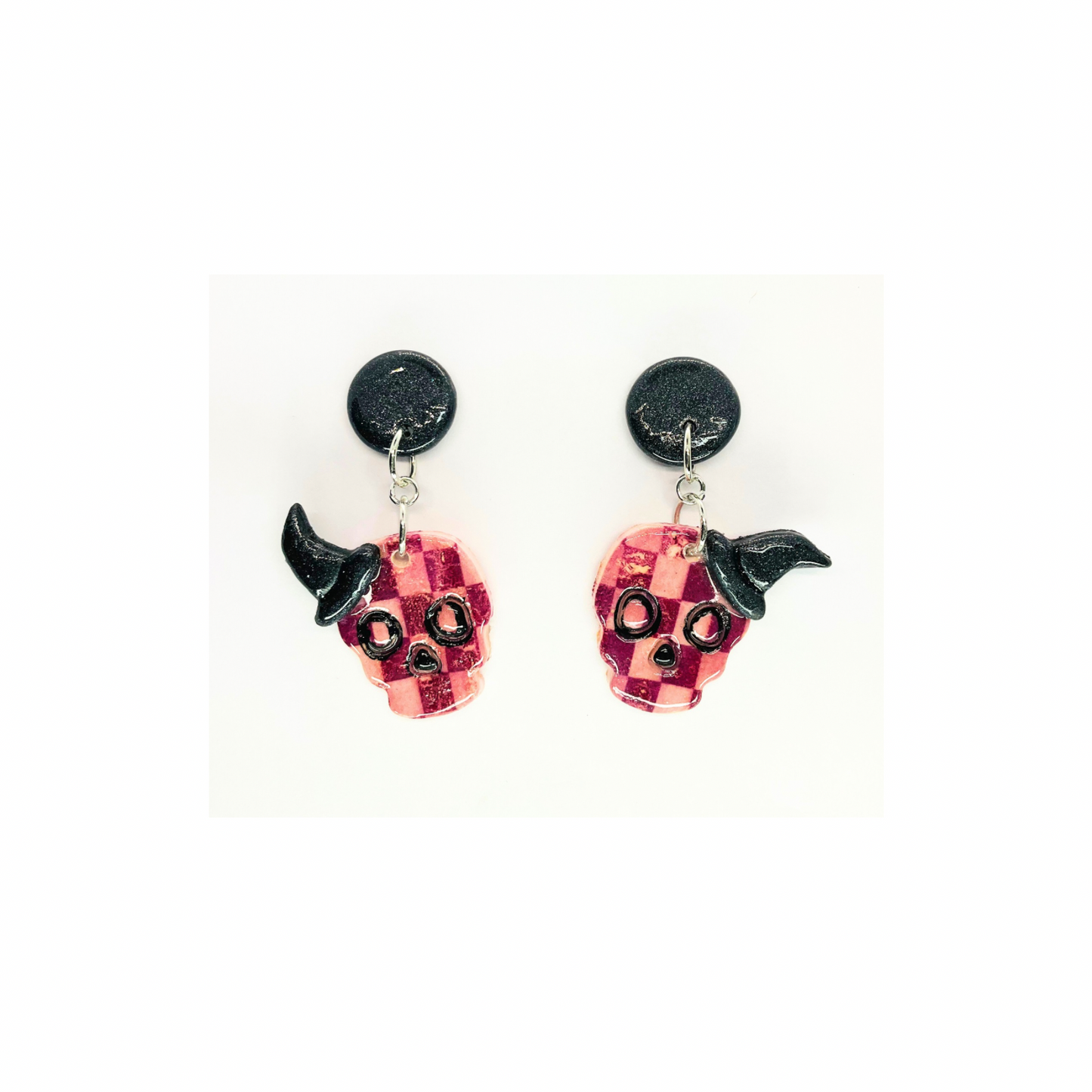 Wizard Collection Skull with Witch Hat Stud Dangle Earrings for Female Fashion Accessories