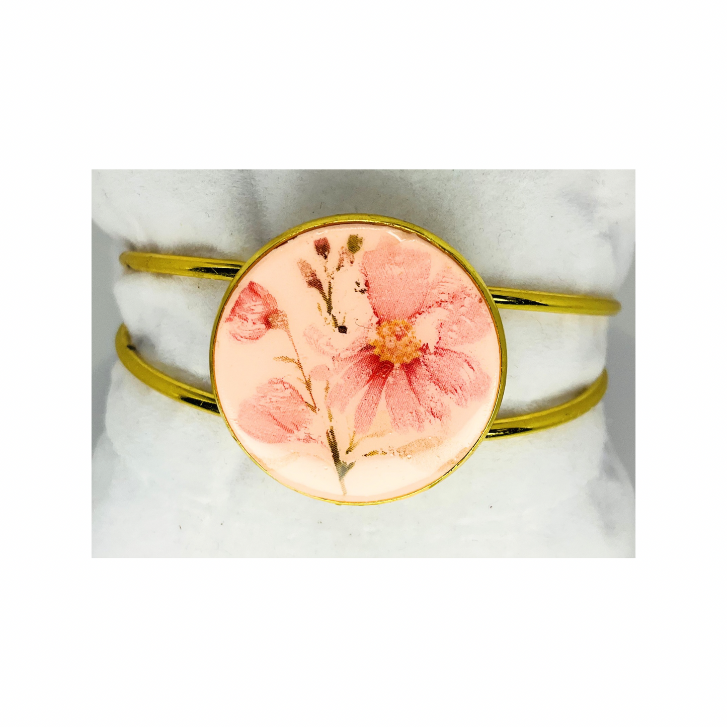 Gold Open Back Cuff with Flower Bezel Bracelet-Crafting By BB