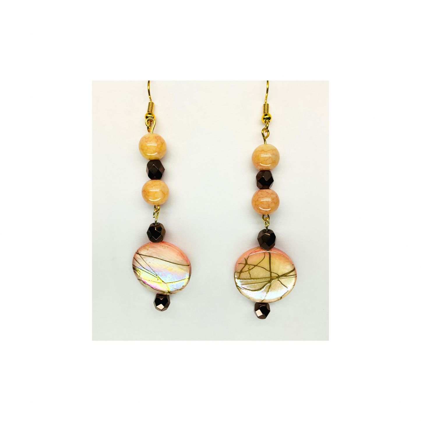 Rose Gold Collection Round Rose Shimmer Bead Dangle Earring for Female with Unique Design Elements