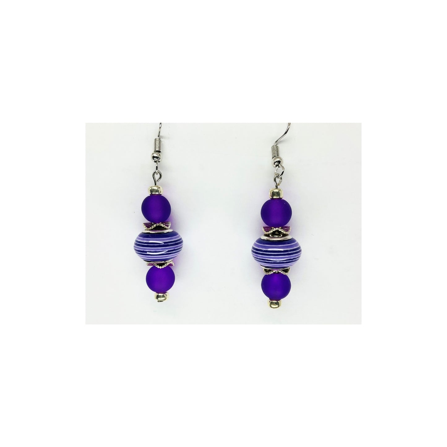 Purple Striped Bead Dangle Earring-Crafting By BB