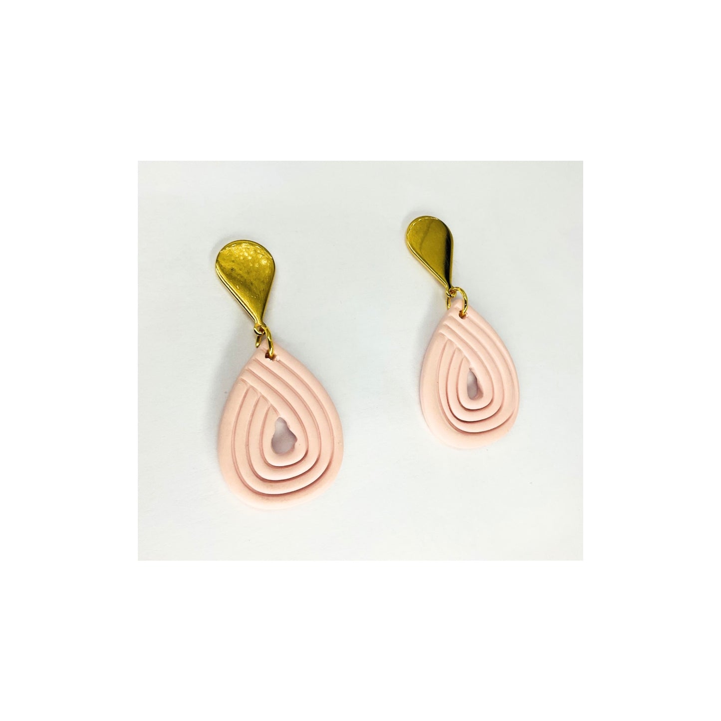 Pink Teardrop Dangle with Gold Teardrop Stud Earring-Crafting By BB