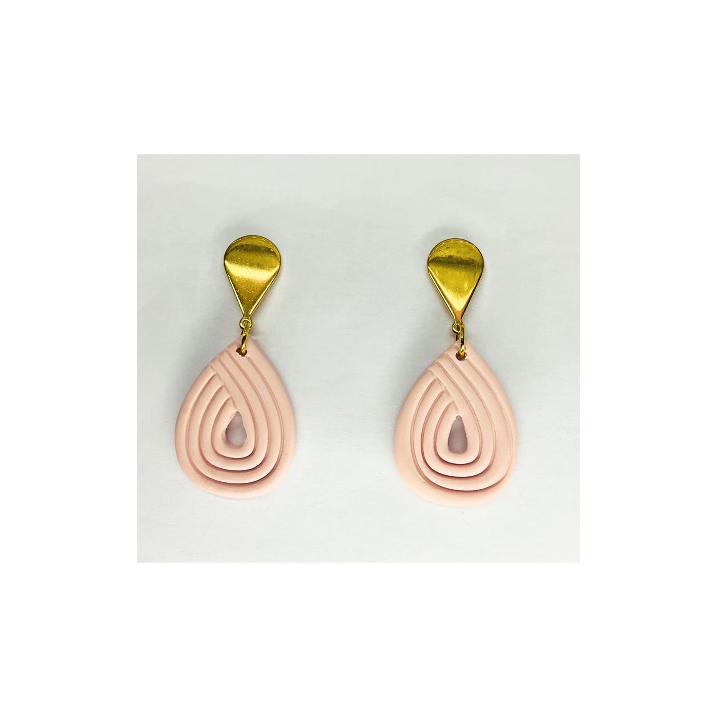 Pink Teardrop Dangle with Gold Teardrop Stud Earring-Crafting By BB