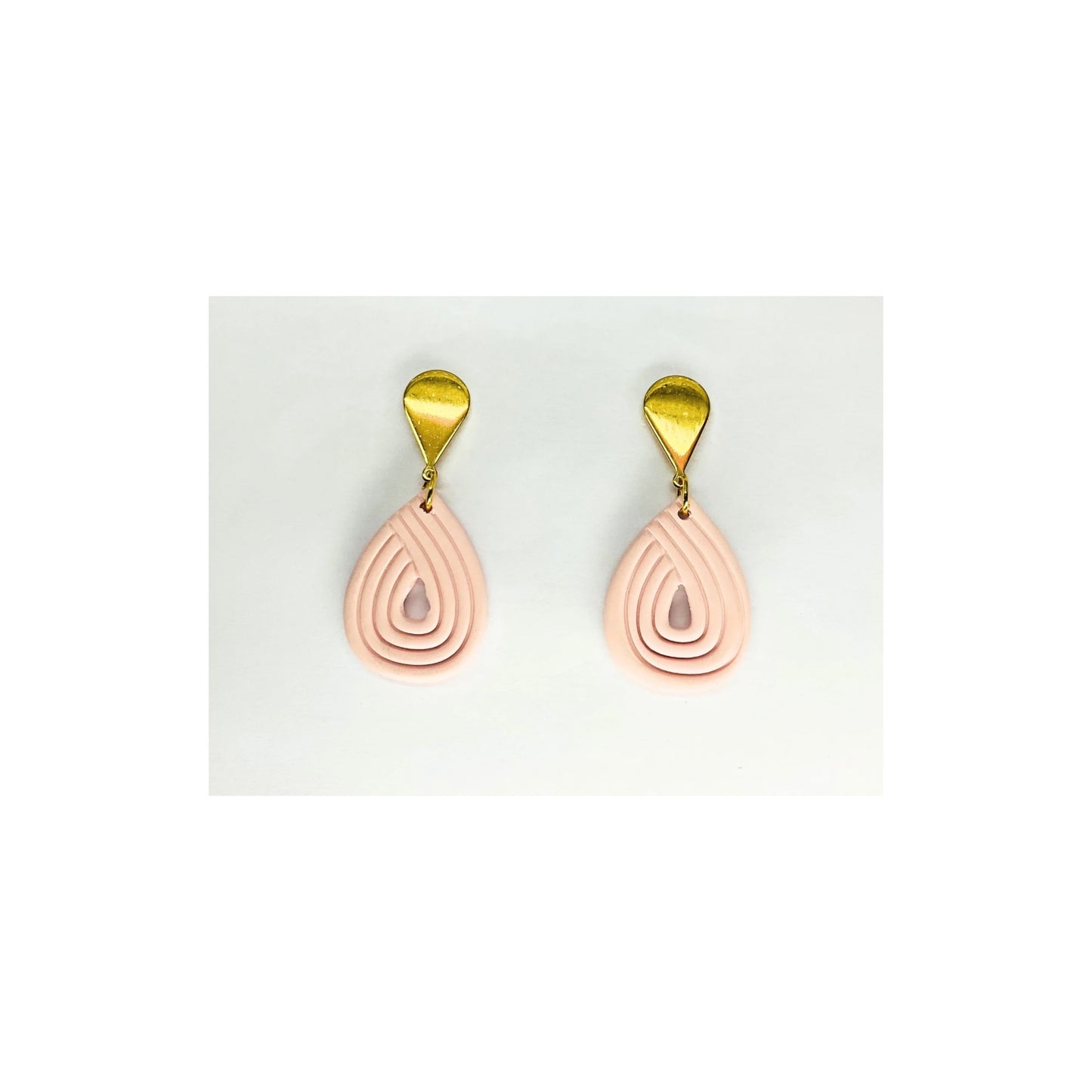 Pink Teardrop Dangle with Gold Teardrop Stud Earring-Crafting By BB