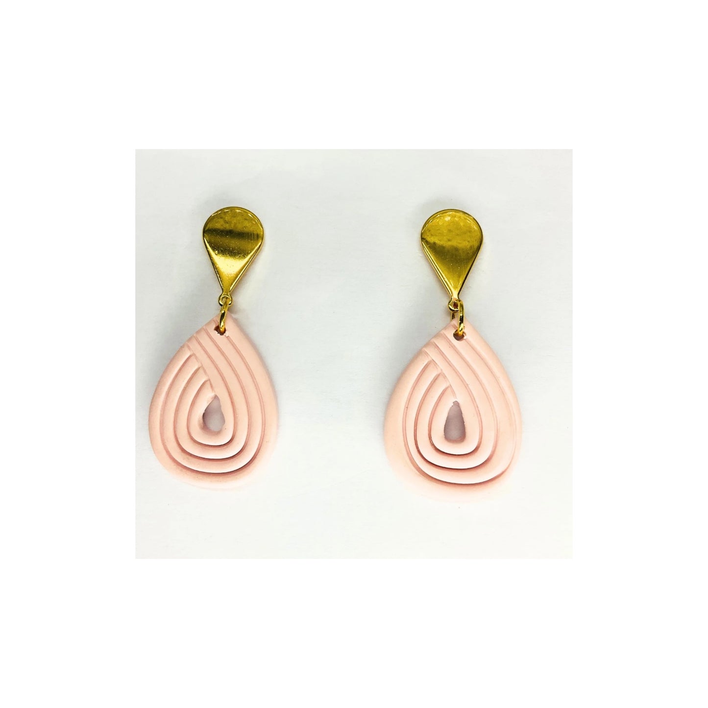 Pink Teardrop Dangle with Gold Teardrop Stud Earring-Crafting By BB