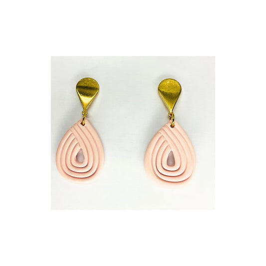 Pink Teardrop Dangle with Gold Teardrop Stud Earring-Crafting By BB