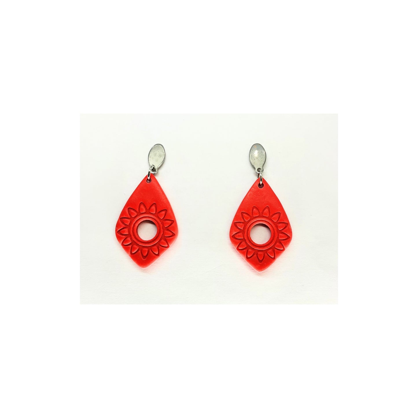 Southwest Sunburst Teardrop Dangle with Silver Stud Earrings-Crafting By BB